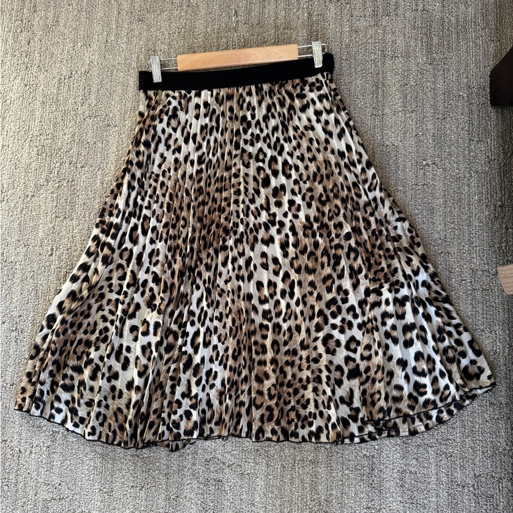 From Palmer pleated leopard skirt